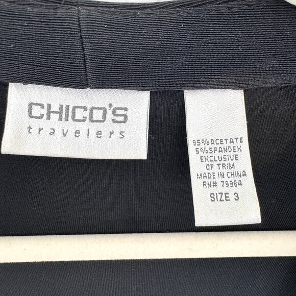 Chico's Travelers Womens Slinky Cardigan Size XL Embroidered Sequin Black - Picture 2 of 6